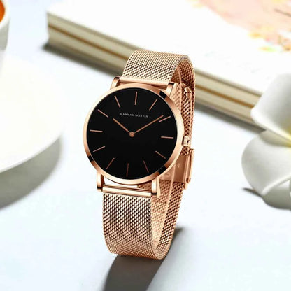 Women’s Rose Gold Quartz Watch – 36mm Minimalist Stainless Steel Waterproof Ladies Fashion Wristwatch