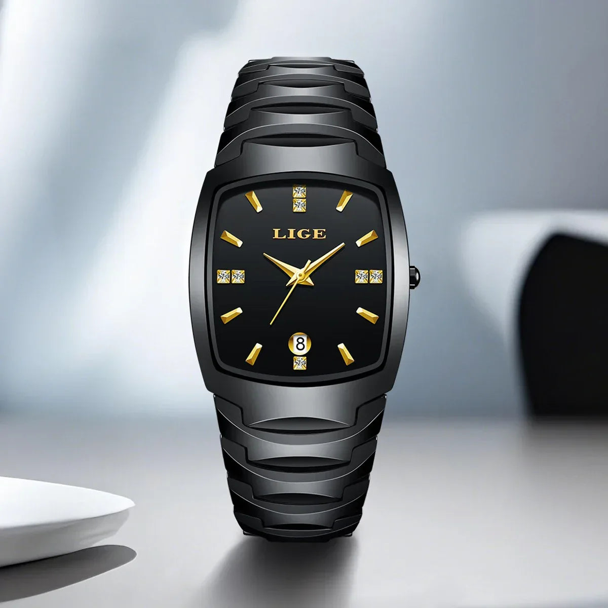 LIGE Luxury Ladies Waterproof Ceramic Watch – Elegant Quartz Wristwatch with Square - TREASURE ESHOP