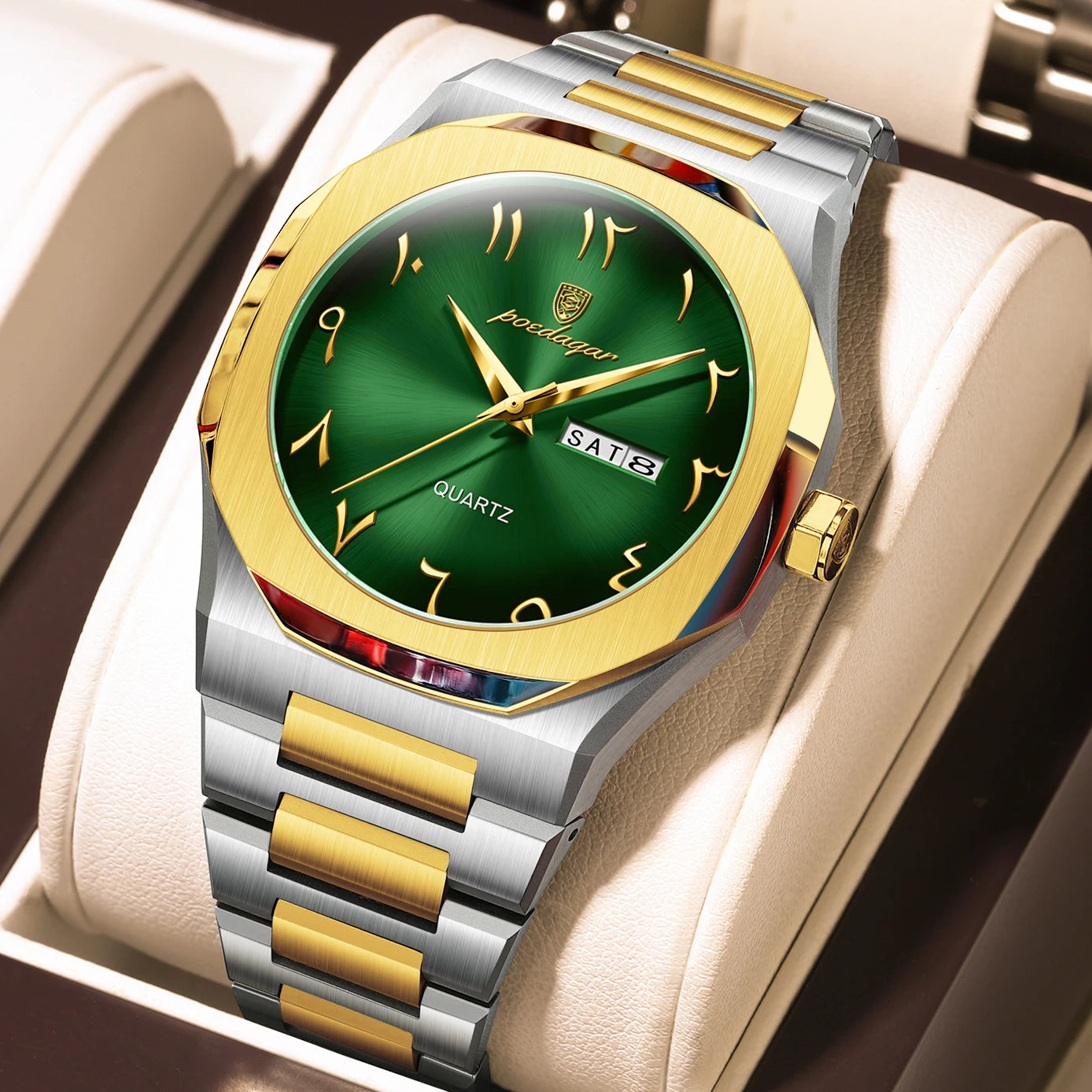 Military Men’s Quartz Watch – Waterproof Stainless Steel Luxury Wristwatch with Week Calendar - TREASURE ESHOP