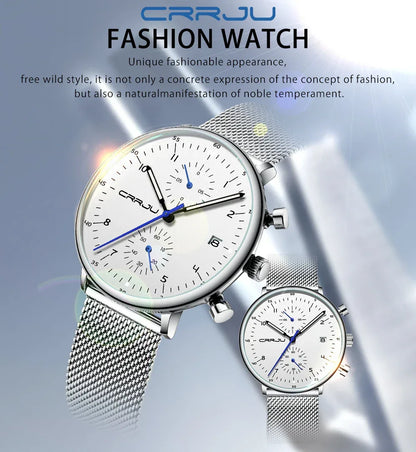 Men’s Luxury Chronograph Watch – Stainless Steel, Waterproof Quartz Military Sport Date Watch - TREASURE ESHOP