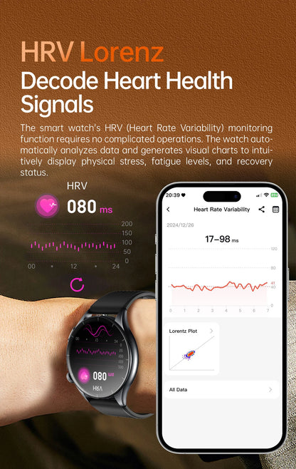 ECG+PPG Smartwatch with Uric Acid, Body Fat Blood Pressure Monitoring – 1.56” AMOLED, NFC, Heart Health Tracker for Android IOS - TREASURE ESHOP
