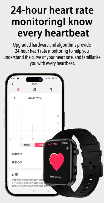 Smart Watch with Camera Video Recording – 1.91” Display, Bluetooth Call, Heart Rate Fitness Tracking | Android iOS - TREASURE ESHOP