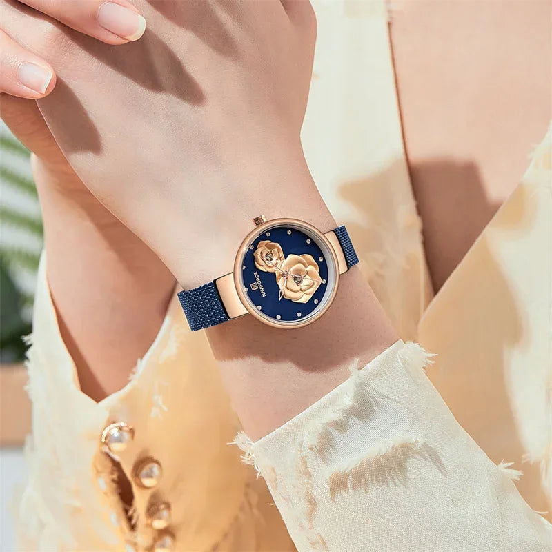 Ladies Luxury 3D Rose Quartz Watch – Creative Stainless Steel Waterproof Women’s - TREASURE ESHOP