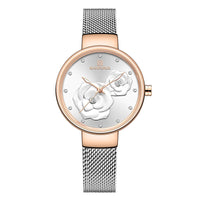 Ladies Luxury 3D Rose Quartz Watch – Creative Stainless Steel Waterproof Women’s - TREASURE ESHOP