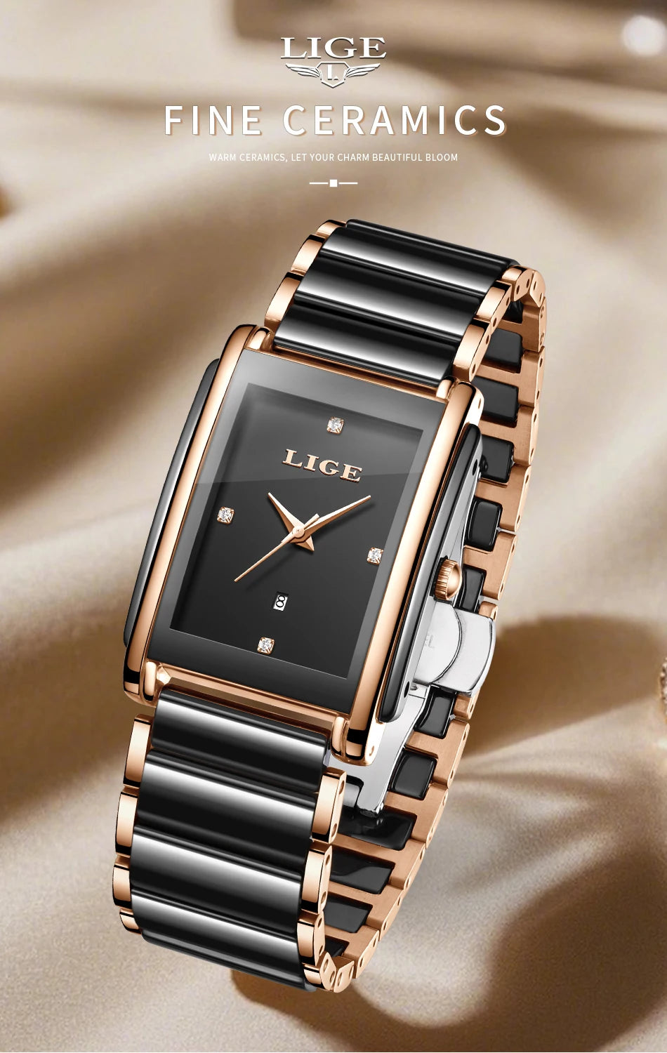 Watch for Women Japanese Movement Ceramics Strap Luxury Ladies Bracelet Quartz Watches - TREASURE ESHOP