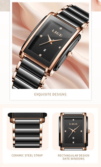 Watch for Women Japanese Movement Ceramics Strap Luxury Ladies Bracelet Quartz Watches - TREASURE ESHOP