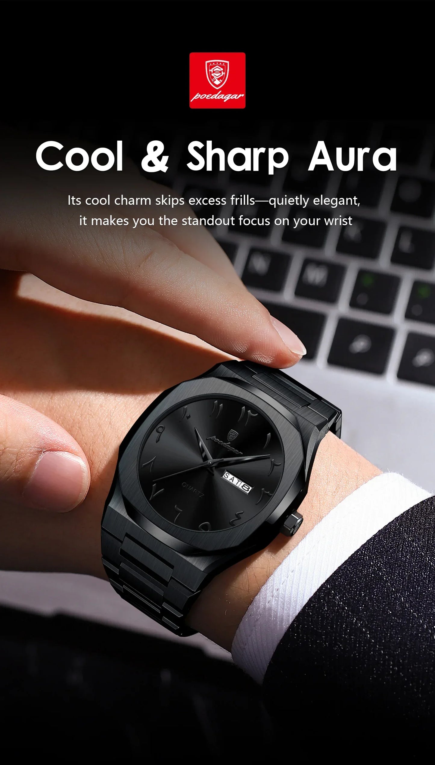 Military Men’s Quartz Watch – Waterproof Stainless Steel Luxury Wristwatch with Week Calendar - TREASURE ESHOP