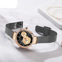 Ladies Luxury 3D Rose Quartz Watch – Creative Stainless Steel Waterproof Women’s - TREASURE ESHOP