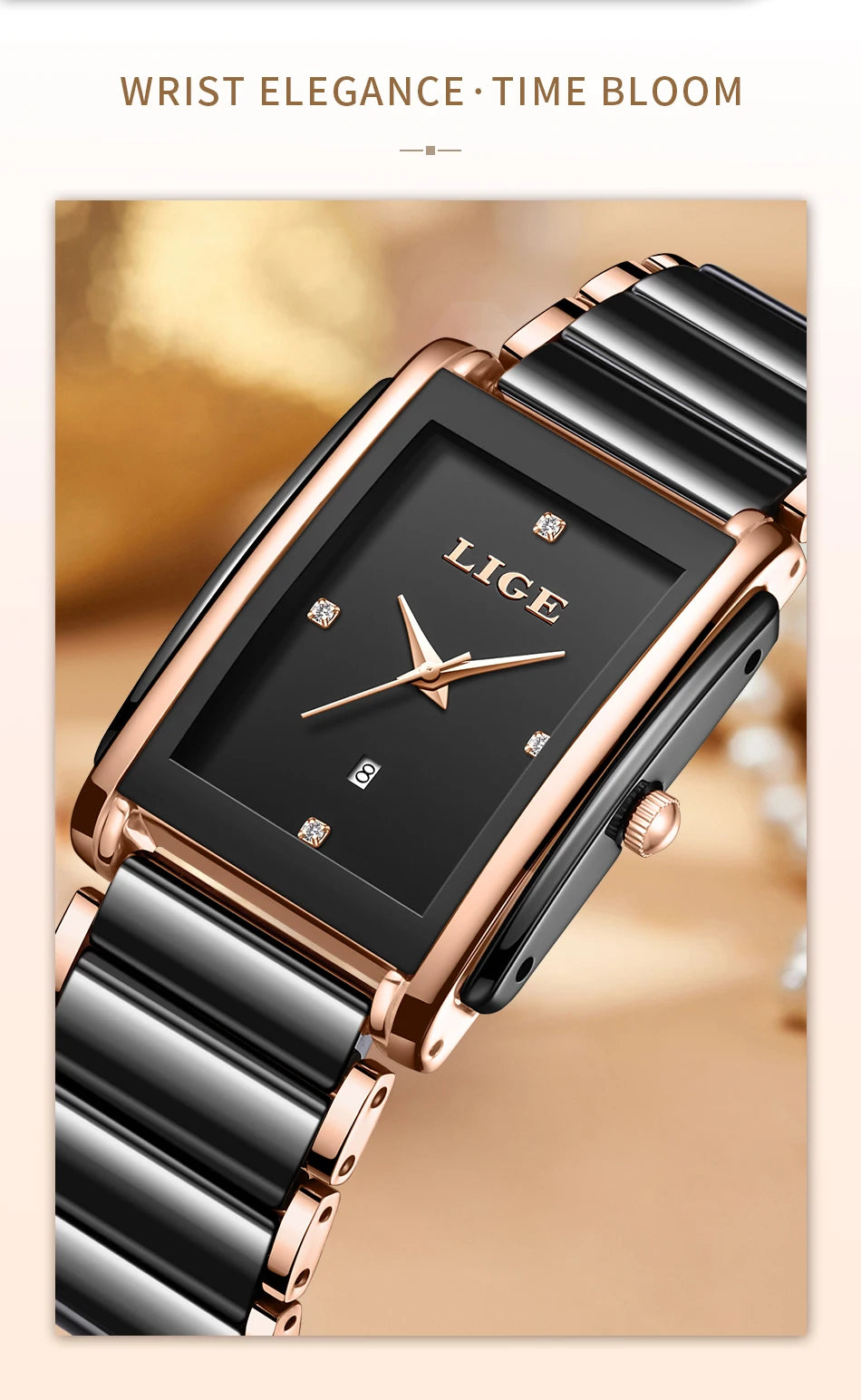 Watch for Women Japanese Movement Ceramics Strap Luxury Ladies Bracelet Quartz Watches - TREASURE ESHOP