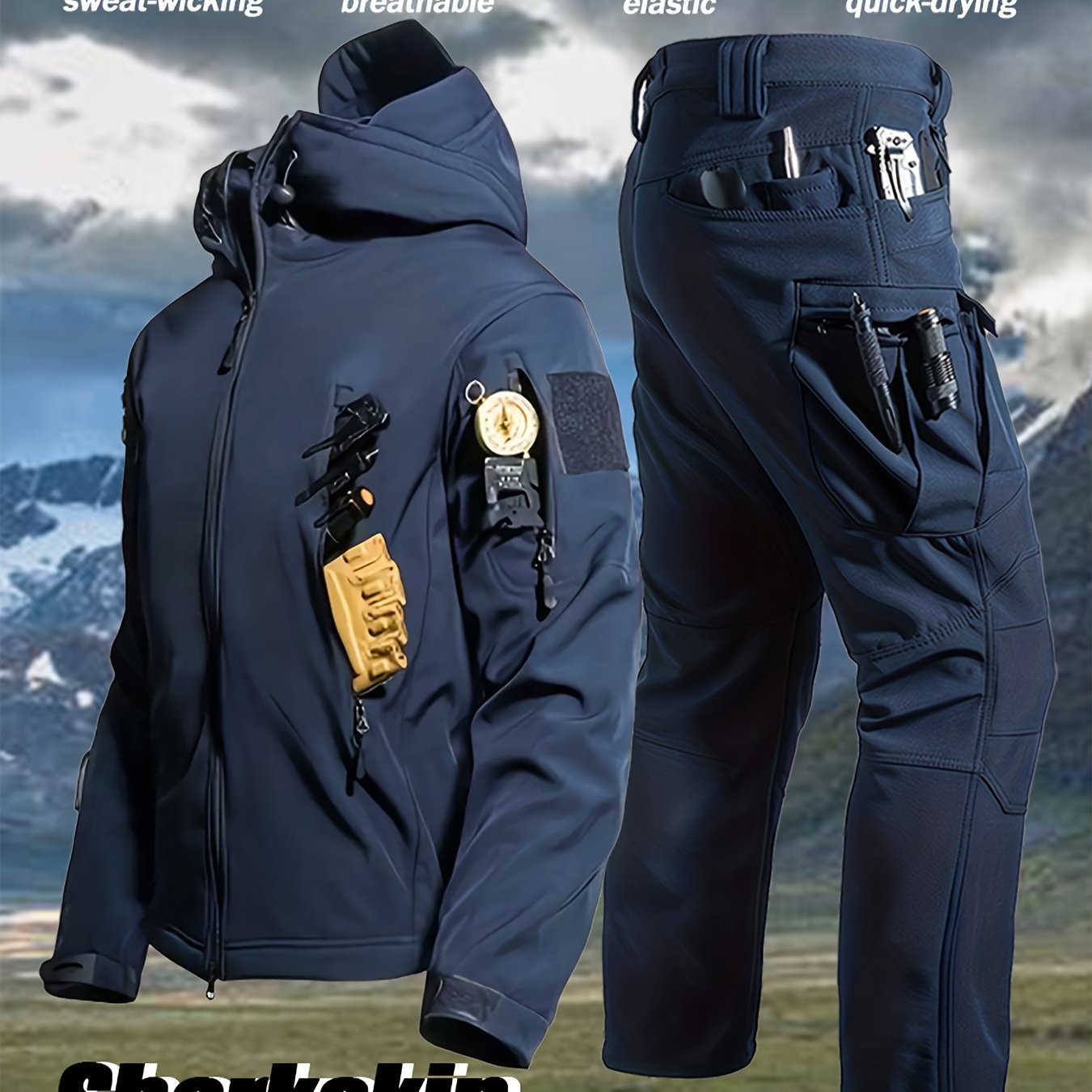 Men’s Winter Sharkskin Softshell Jacket & Pants Set – Thermal Outdoor Suit