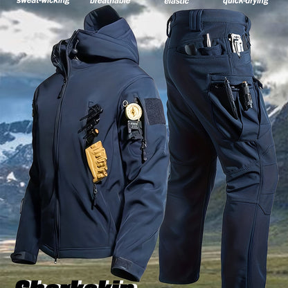 Men’s Winter Sharkskin Softshell Jacket & Pants Set – Thermal Outdoor Suit