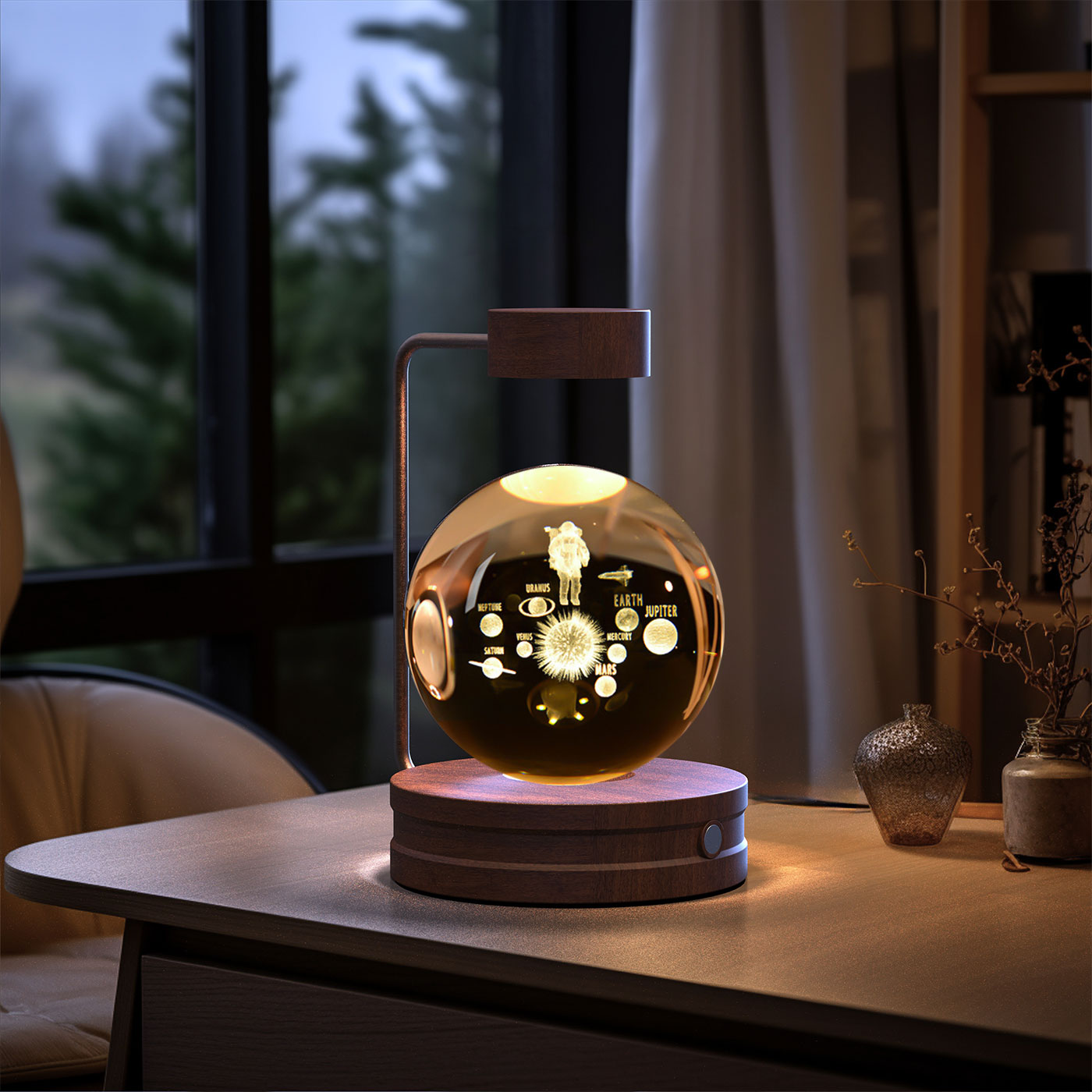 Magisches 3D Dinosaurier Nachtlicht – Kristall Kugel LED Lampe mit Warmlicht