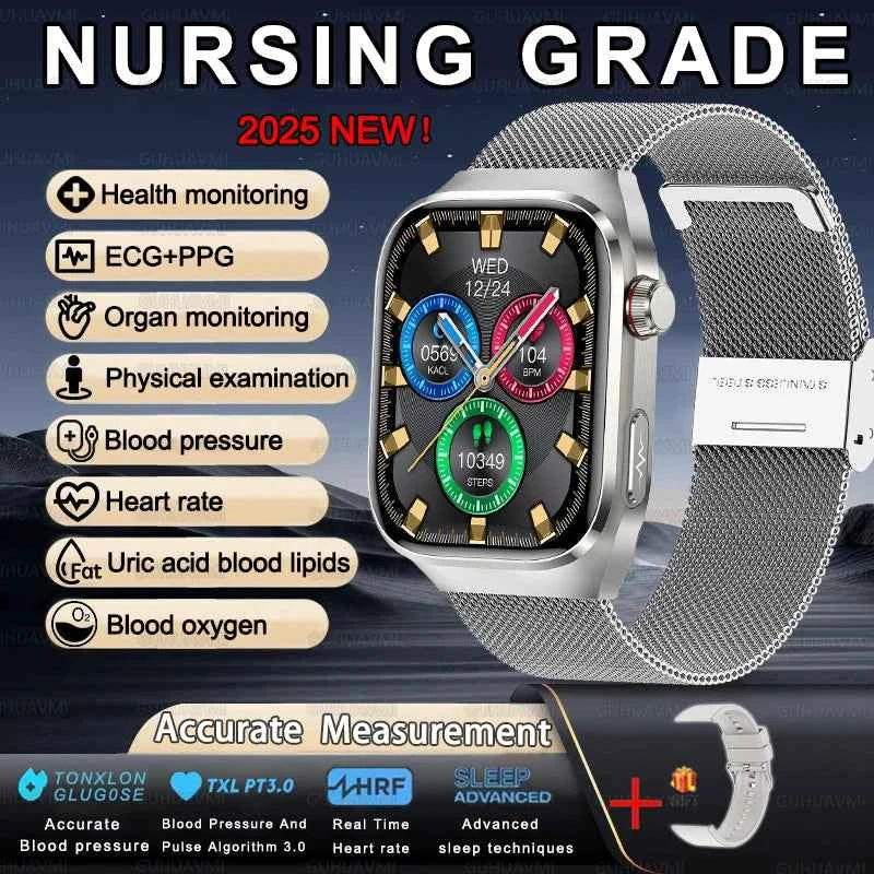 Men’s ECG+PPG Health Smartwatch – 2.04” AMOLED Sapphire, Blood Pressure, Oxygen, ECG, Body Composition, Bluetooth Call, IP68 Waterproof