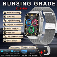 Men’s ECG+PPG Health Smartwatch – 2.04” AMOLED Sapphire, Blood Pressure, Oxygen, ECG, Body Composition, Bluetooth Call, IP68 Waterproof