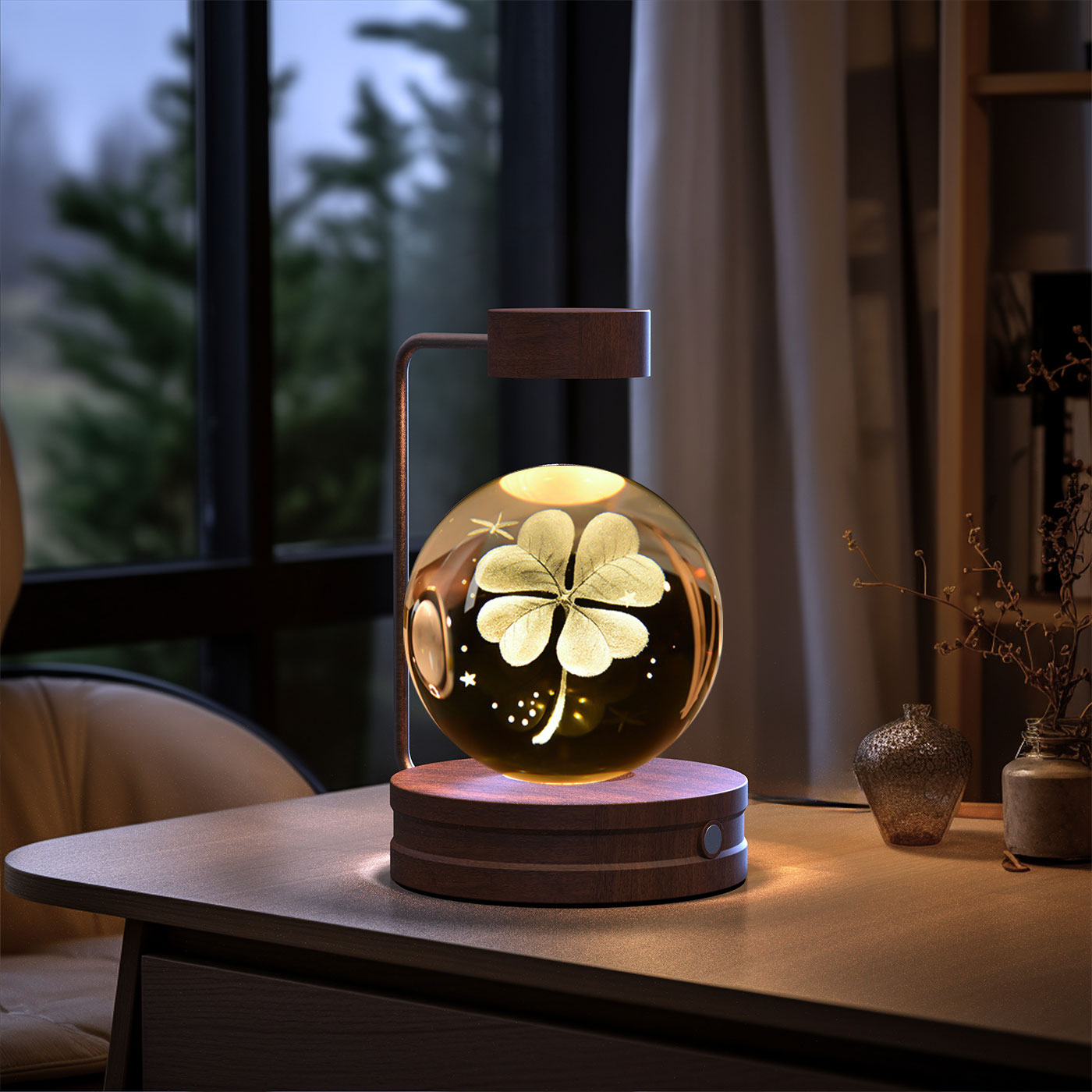 Magisches 3D Dinosaurier Nachtlicht – Kristall Kugel LED Lampe mit Warmlicht