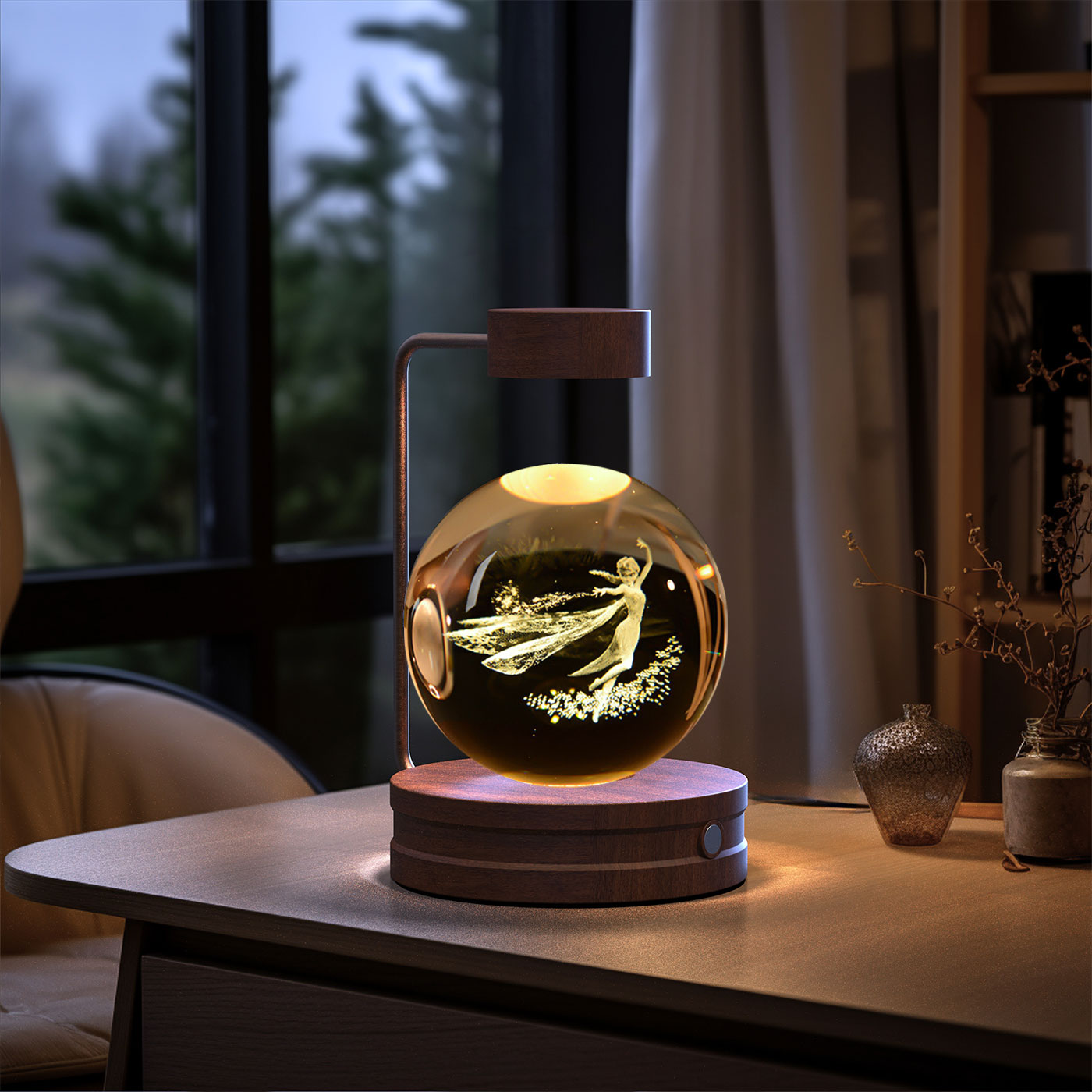 Magisches 3D Dinosaurier Nachtlicht – Kristall Kugel LED Lampe mit Warmlicht