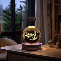 Magisches 3D Dinosaurier Nachtlicht – Kristall Kugel LED Lampe mit Warmlicht