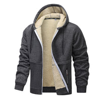Casual Hoodies For Men Heavyweight Fleece Sweatshirt Winter Thick Sherpa Lined Hooded Zipper Jacket Thick Streetwear Coats - TREASURE ESHOP
