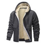 Casual Hoodies For Men Heavyweight Fleece Sweatshirt Winter Thick Sherpa Lined Hooded Zipper Jacket Thick Streetwear Coats - TREASURE ESHOP