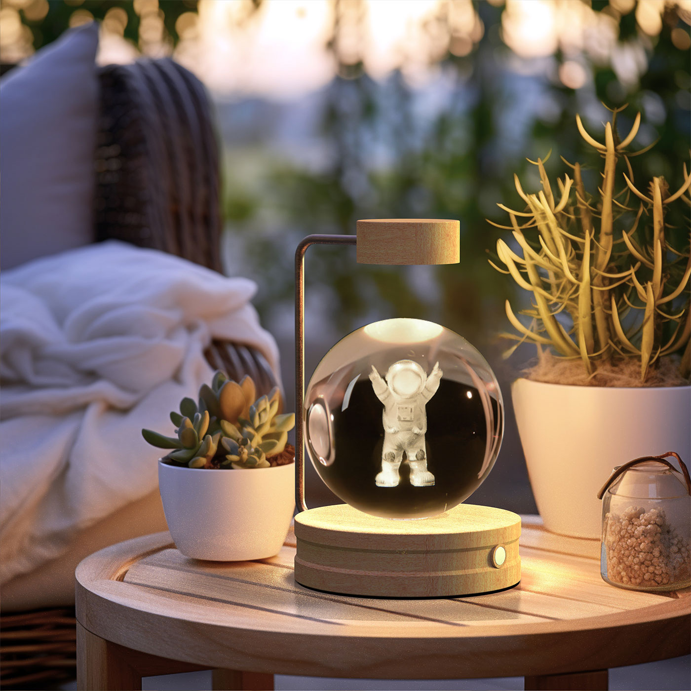 Magisches 3D Dinosaurier Nachtlicht – Kristall Kugel LED Lampe mit Warmlicht