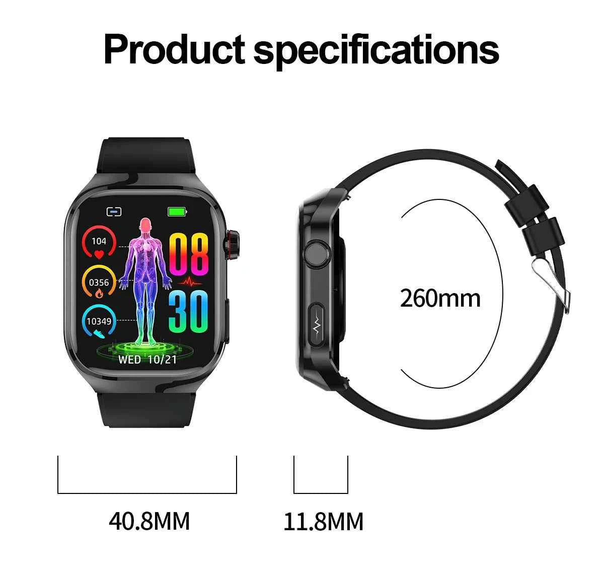 Micro Physical Examination Smartwatch – 2.04” AMOLED Sapphire