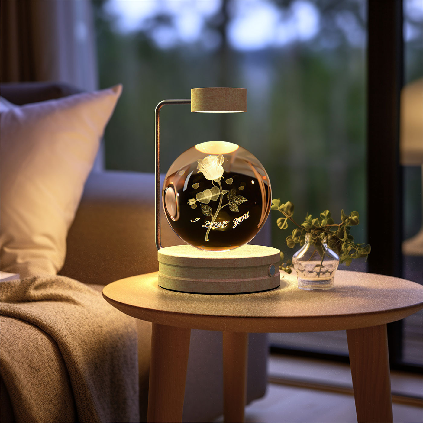 Magisches 3D Dinosaurier Nachtlicht – Kristall Kugel LED Lampe mit Warmlicht