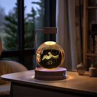 Magisches 3D Dinosaurier Nachtlicht – Kristall Kugel LED Lampe mit Warmlicht