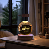Magisches 3D Dinosaurier Nachtlicht – Kristall Kugel LED Lampe mit Warmlicht