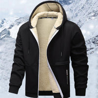 Casual Hoodies For Men Heavyweight Fleece Sweatshirt Winter Thick Sherpa Lined Hooded Zipper Jacket Thick Streetwear Coats - TREASURE ESHOP