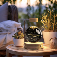 Magisches 3D Dinosaurier Nachtlicht – Kristall Kugel LED Lampe mit Warmlicht