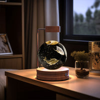 Magisches 3D Dinosaurier Nachtlicht – Kristall Kugel LED Lampe mit Warmlicht