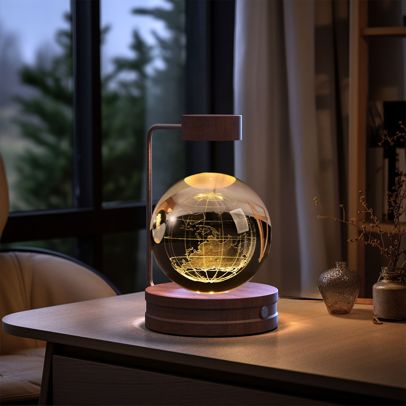 Magisches 3D Dinosaurier Nachtlicht – Kristall Kugel LED Lampe mit Warmlicht