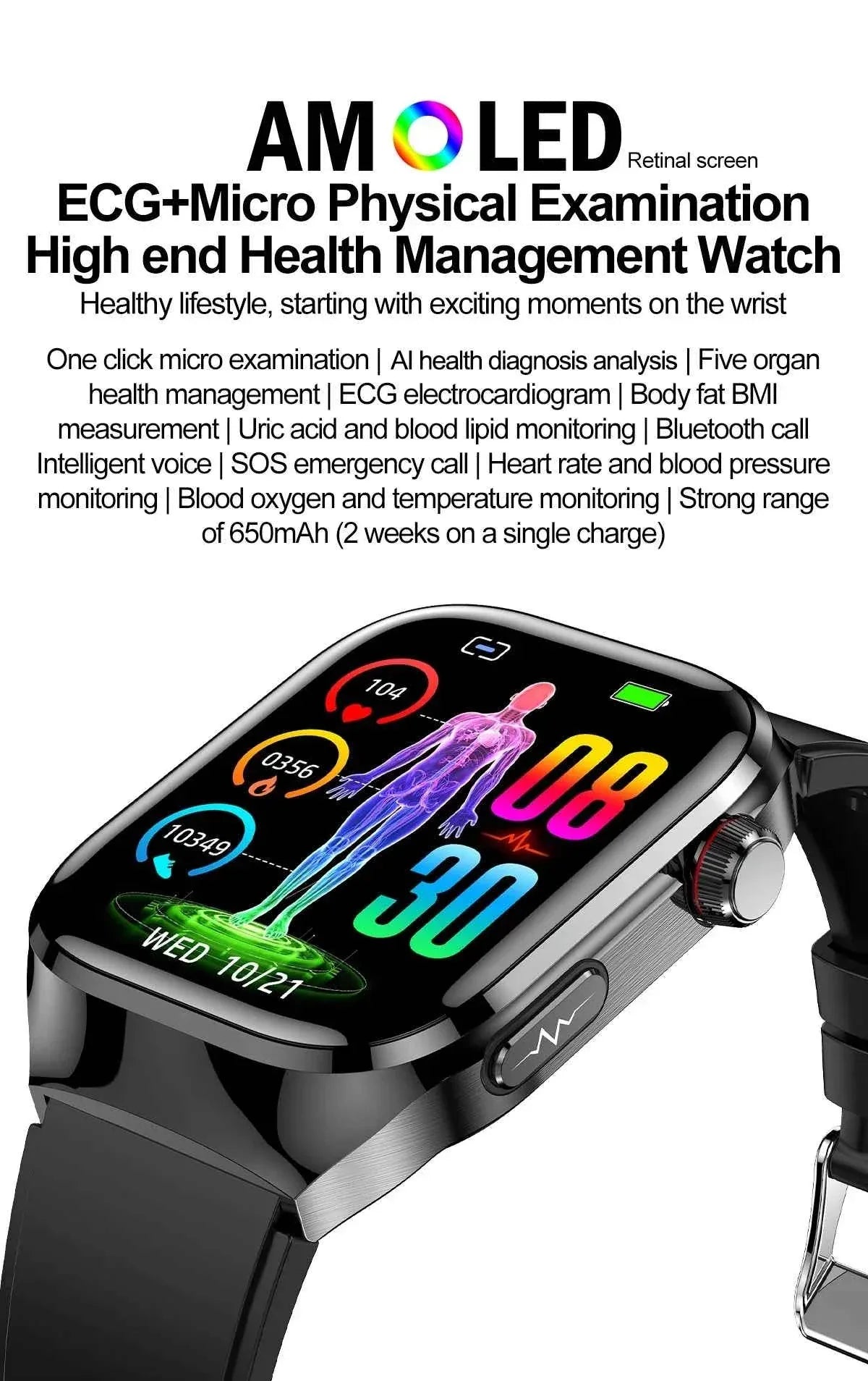 Micro Physical Examination Smartwatch – 2.04” AMOLED Sapphire