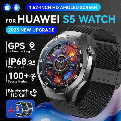Men’s Smartwatch GT5 Pro – 1.52" HD AMOLED | GPS, Bluetooth Calling, Heart Rate Fitness Tracker | IP68 Waterproof