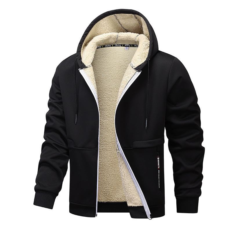 Casual Hoodies For Men Heavyweight Fleece Sweatshirt Winter Thick Sherpa Lined Hooded Zipper Jacket Thick Streetwear Coats - TREASURE ESHOP