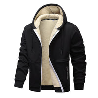 Casual Hoodies For Men Heavyweight Fleece Sweatshirt Winter Thick Sherpa Lined Hooded Zipper Jacket Thick Streetwear Coats - TREASURE ESHOP