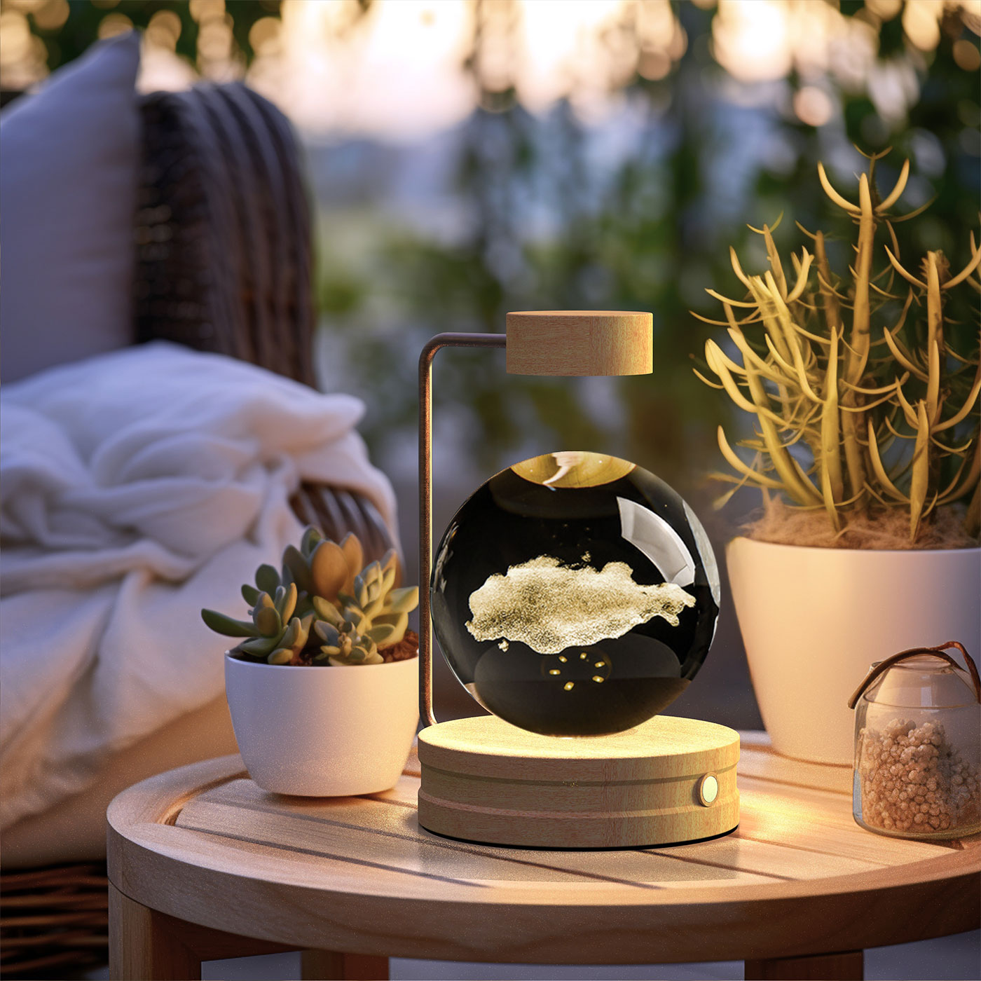Magisches 3D Dinosaurier Nachtlicht – Kristall Kugel LED Lampe mit Warmlicht