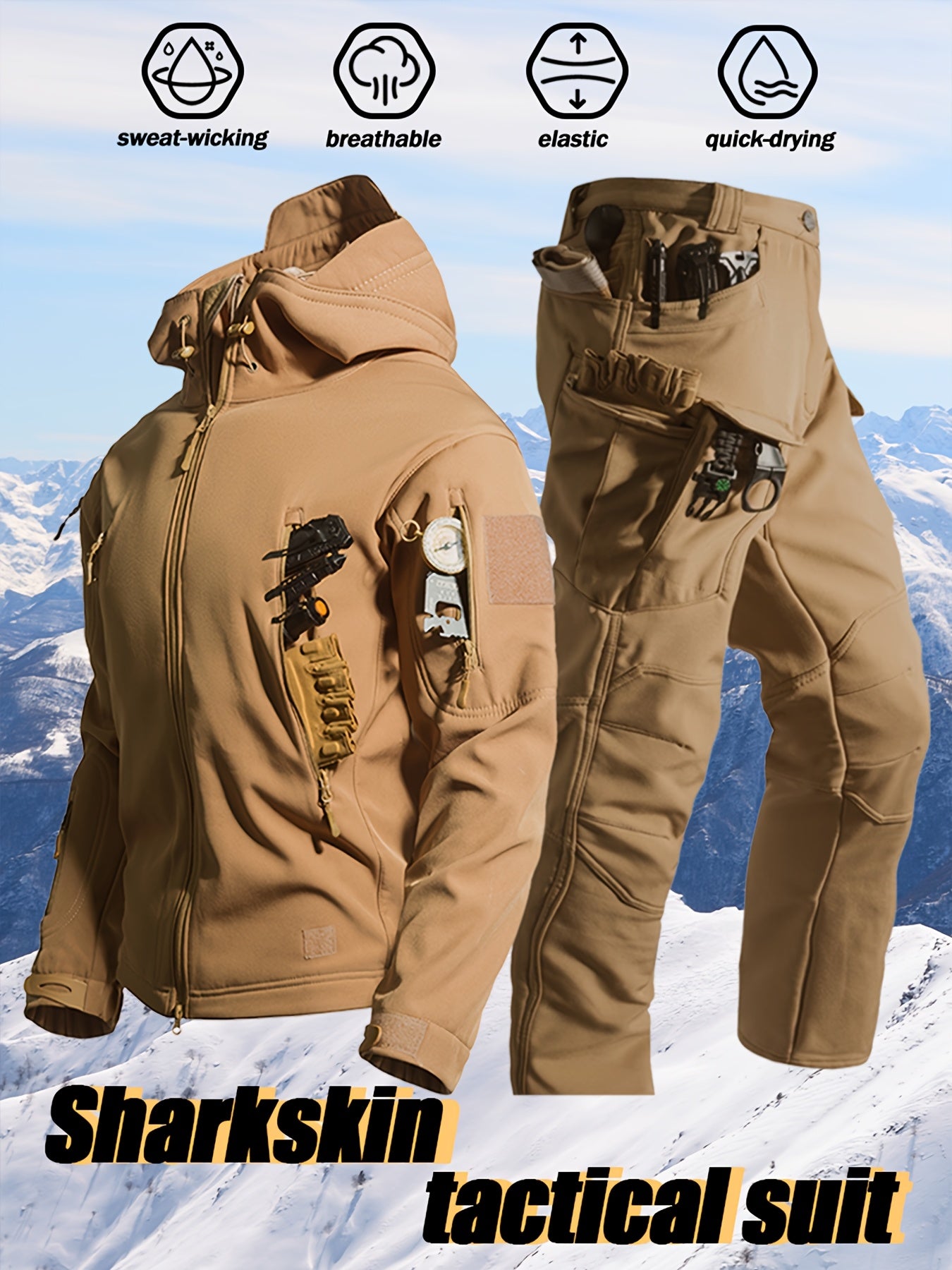 Men’s Winter Sharkskin Softshell Jacket & Pants Set – Thermal Outdoor Suit