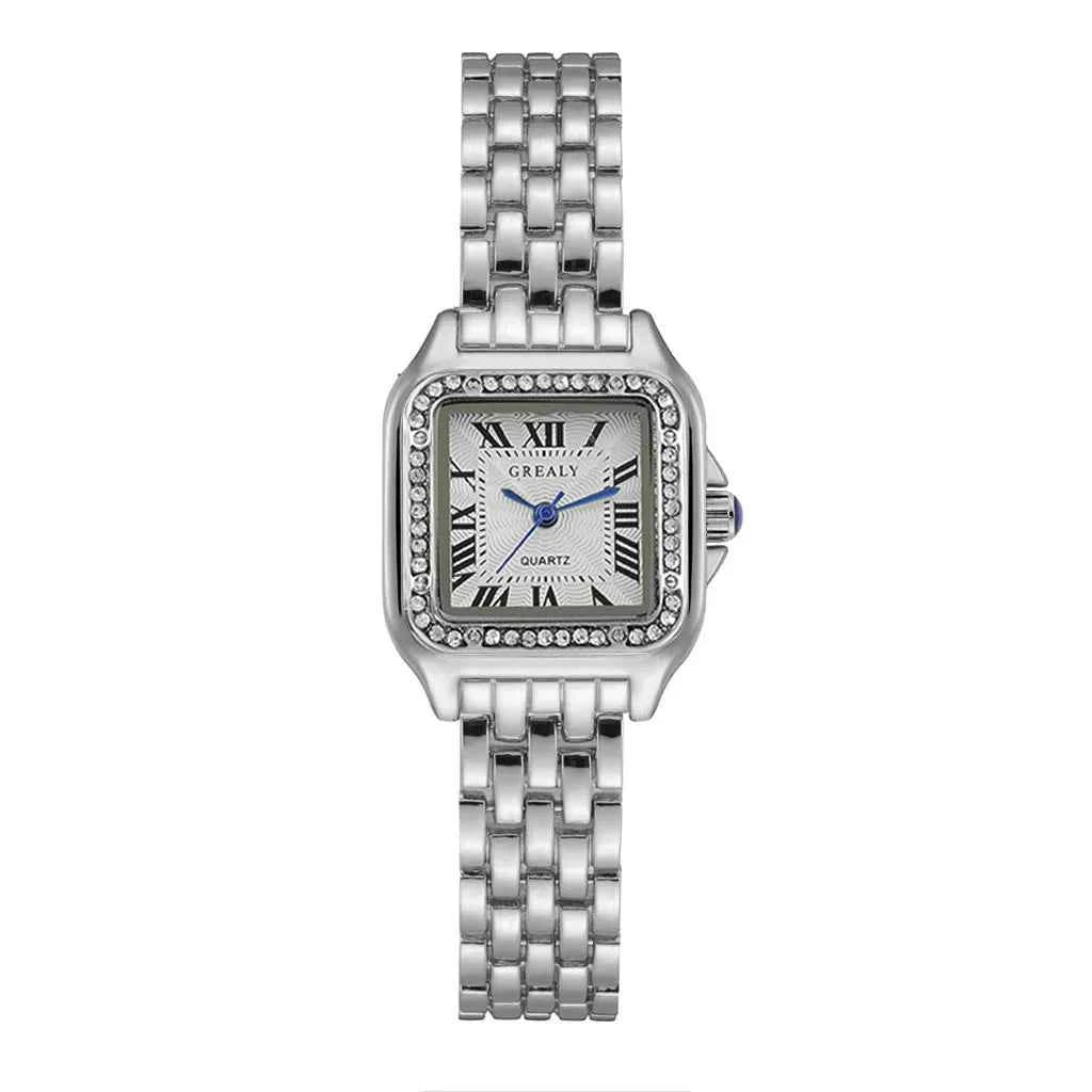 Women’s Light Luxury Gold Quartz Watch – Square Dial Stainless Steel Bracelet, Business & Fashion Ladies Watch