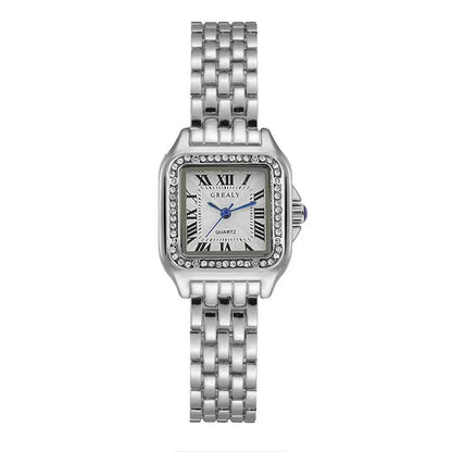 Women’s Light Luxury Gold Quartz Watch – Square Dial Stainless Steel Bracelet, Business & Fashion Ladies Watch