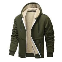 Casual Hoodies For Men Heavyweight Fleece Sweatshirt Winter Thick Sherpa Lined Hooded Zipper Jacket Thick Streetwear Coats - TREASURE ESHOP