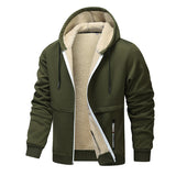 Casual Hoodies For Men Heavyweight Fleece Sweatshirt Winter Thick Sherpa Lined Hooded Zipper Jacket Thick Streetwear Coats - TREASURE ESHOP
