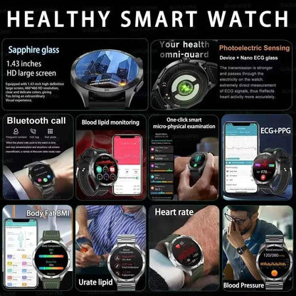 Huawei ECG+PPG Health Smartwatch – 1.43” AMOLED Sapphire, ECG/PPG, Blood Pressure & Oxygen Monitor, Bluetooth Call, IP68 Waterproof