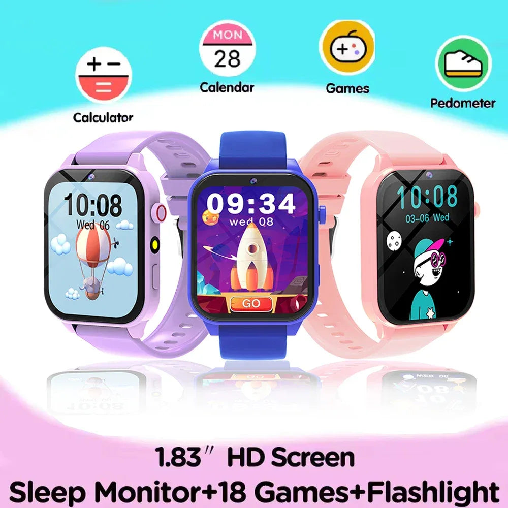 Kids Smart Watch with Camera Games – 1.83” Touch Screen, Fitness Tracker, Sleep Monitor, Alarm Gifts for Boys Girls - TREASURE ESHOP