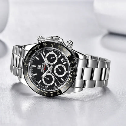 Luxury Men’s Chronograph Sport Watch – Stainless Steel, Waterproof Quartz Wristwatch - TREASURE ESHOP