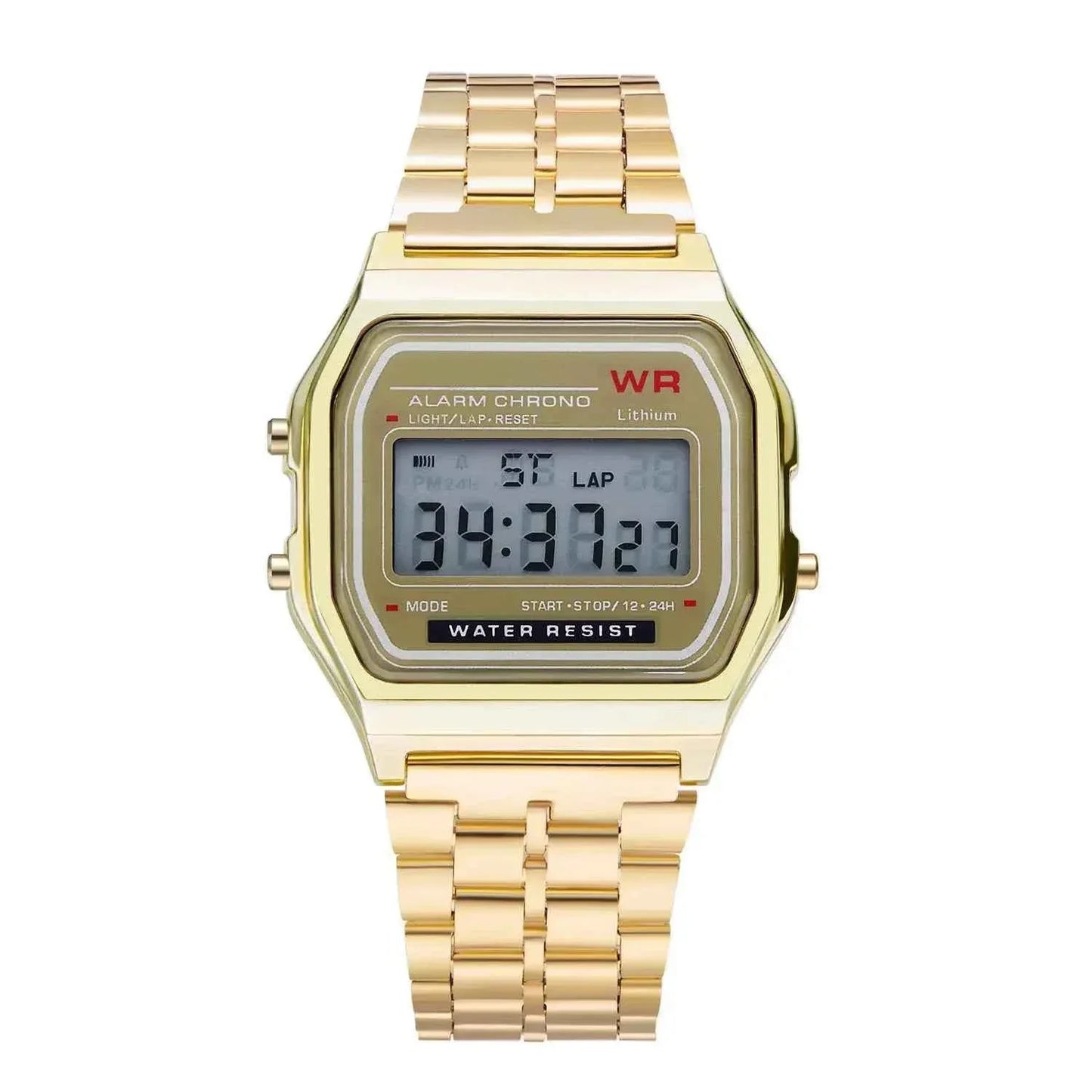LED Digital Watch for Men – Stainless Steel Gold Silver Electronic Fashion Business Watch