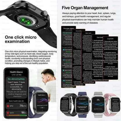Men’s ECG+PPG Health Smartwatch – 2.04” AMOLED Sapphire, Blood Pressure, Oxygen, ECG, Body Composition, Bluetooth Call, IP68 Waterproof
