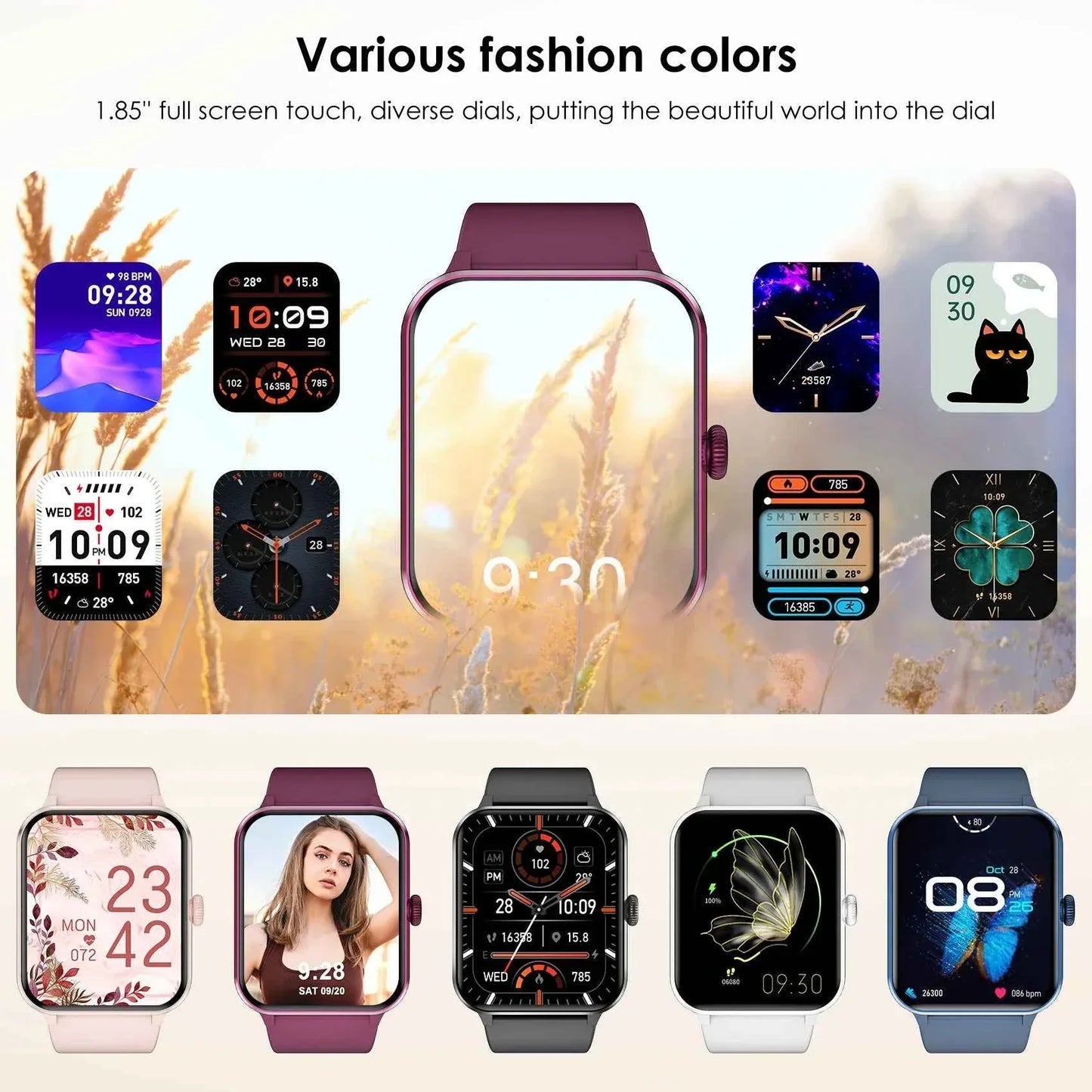 Smartwatch – 1.85” HD Touch Screen, Wireless Calling, 100+ Sports Modes, 24/7 Heart Rate & SpO2 Tracking