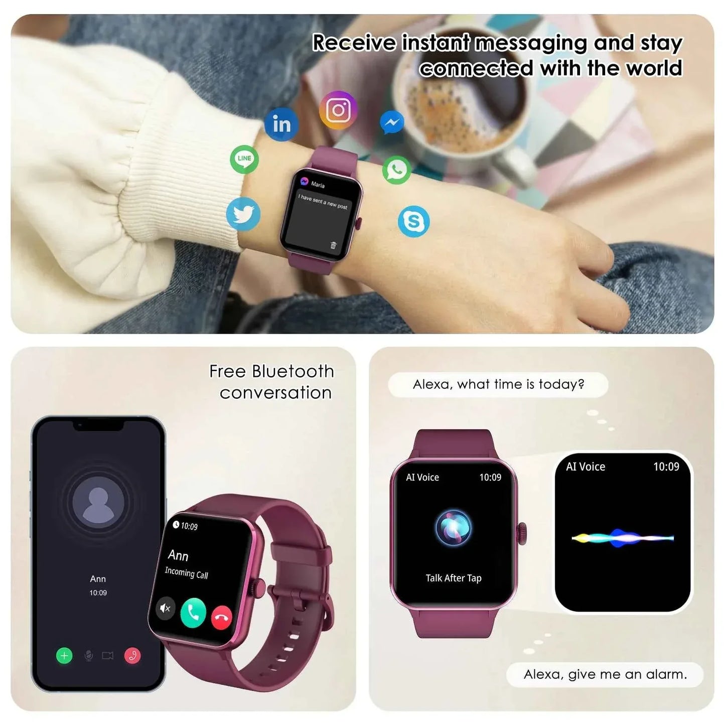 Smartwatch – 1.85” HD Touch Screen, Wireless Calling, 100+ Sports Modes, 24/7 Heart Rate & SpO2 Tracking