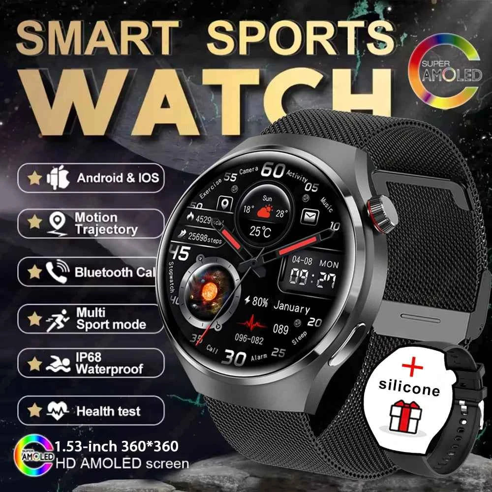 Watch 4 GT Series Smartwatch – 1.53” AMOLED Display, Bluetooth Calling, Heart Rate & Sleep Monitor, Fitness Tracker for Men